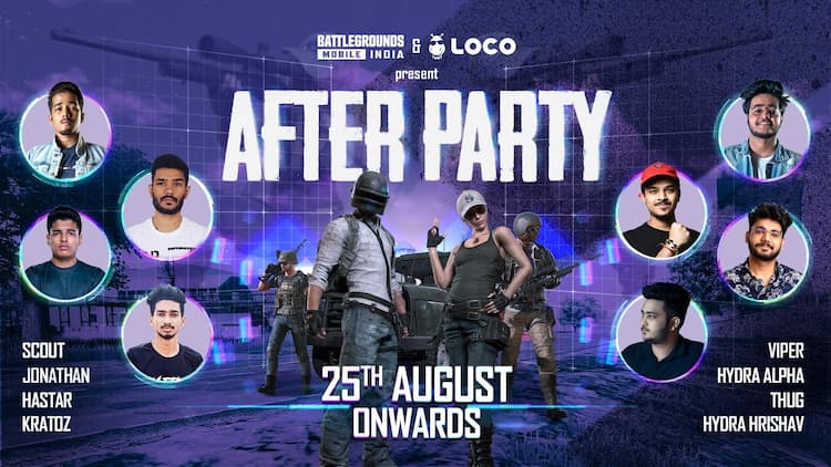 live stream India Ki After Party | BATTLEGROUNDS MOBILE INDIA X LOCO