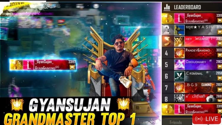live stream GUILD TEST ❤️Gyan Sujan Is Live 😎FREE FIRE RANKED PUSH 🔫 GYAN GAMING by